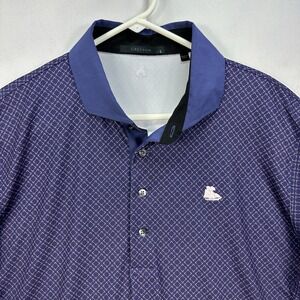 Greyson Performance Polo Golf Shirt Mens‎ Large Blue Geometric Short Sleeve EUC